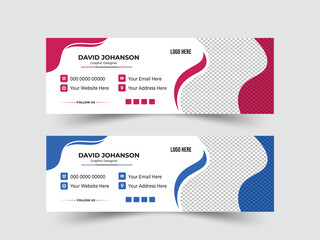 Modern and minimalist email signature or email footer template. Corporate Business email signature template design with color variation
