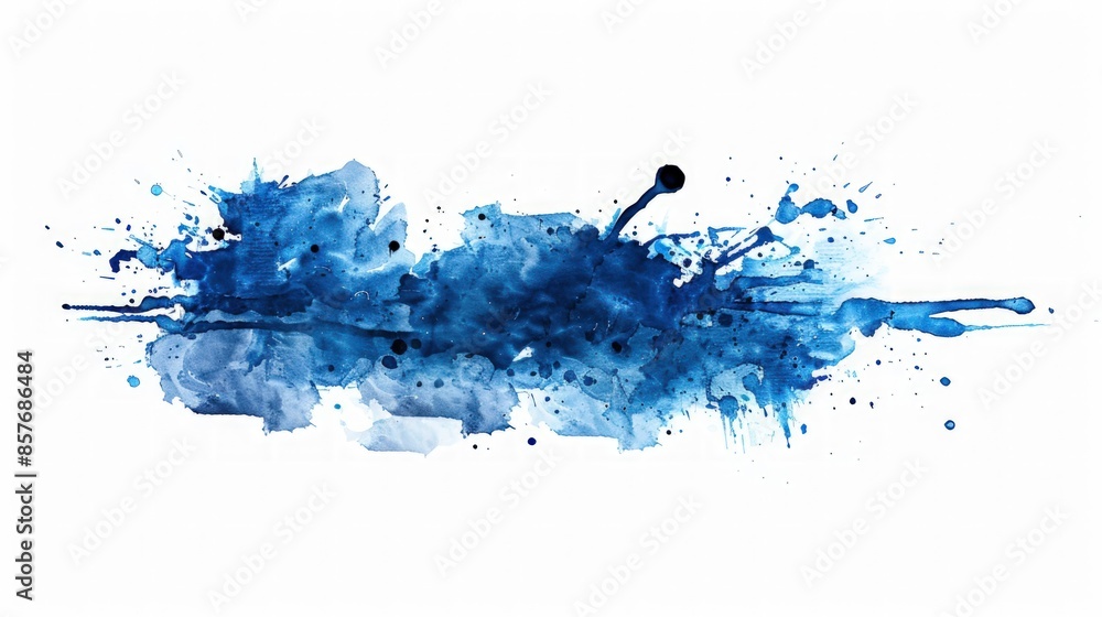 Poster a blue line with splatters of paint on it. generate ai image