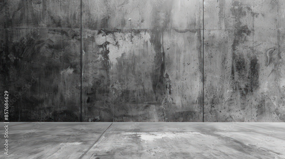 Poster a large empty room with a concrete wall. generate ai image