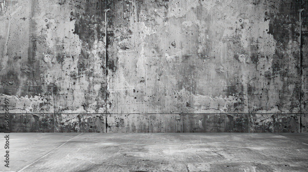 Aufkleber a large empty room with a concrete wall. generate ai image
