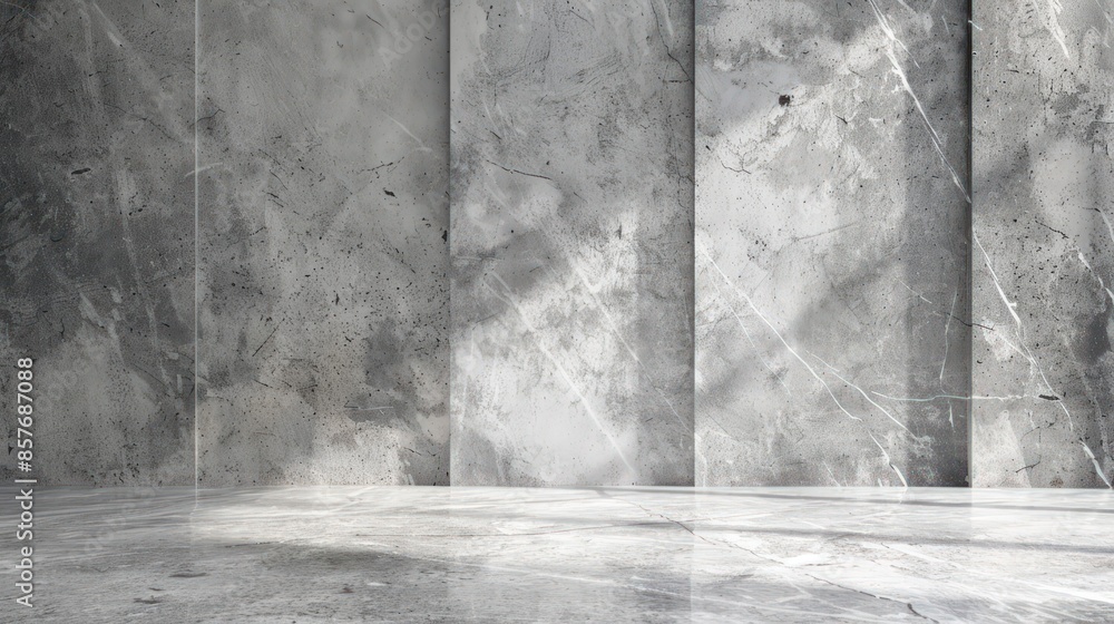 Aufkleber a large empty room with a concrete wall. generate ai image
