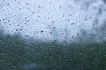 Drops on glass after rain