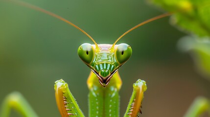 A praying mantis from the front