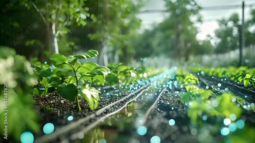 Poster an automated irrigation system adjusting water usage based on weather forecasts and soil moisture me