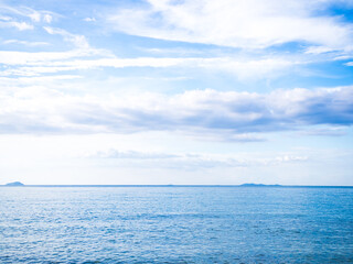 Obraz premium Nature Ocean Background Texture Surface Blue Sea and Horizon Nature Summer Tropical, Beauty View Landscape Shore Island Cloud Clear Sky Light Day Card Travel Holidays Tourism, Deep Water Backdrop