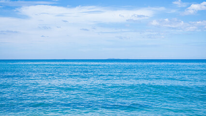 Obraz premium Nature Ocean Background Texture Surface Blue Sea and Horizon Nature Summer Tropical, Beauty View Landscape Shore Island Cloud Clear Sky Light Day Card Travel Holidays Tourism, Deep Water Backdrop