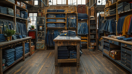 Inside the factory that makes denimhigh quality.generative ai