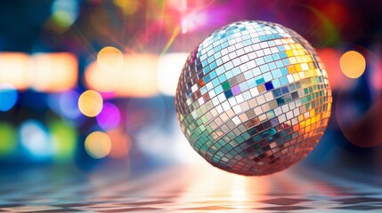 bright disco ball with multicolored reflections 
