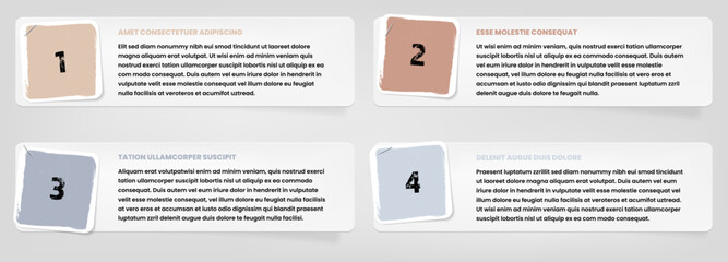 Step by step infographics template - four pieces of torn paper