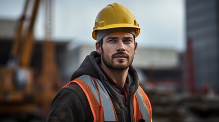 handsome young male construction worker 