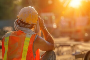 Heat wave, construction workers in hot weather,hot weather shines a light on health, hot weather,heat illness, heat stroke, Generative AI