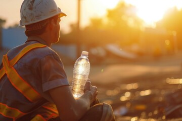 Heat wave, construction workers in hot weather,hot weather shines a light on health, hot weather,heat illness, heat stroke, Generative AI