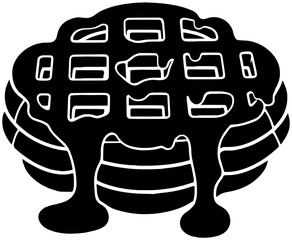 dessert illustration sweet silhouette food logo cafe icon waffles outline waffle breakfast chocolate dish snack cream pastry bake homemade shape crispy meal fruit for vector graphic background
