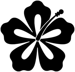 polynesian illustration hawaiian silhouette hawaii logo tiki icon tropical outline flower tribal mask summer ethnic hibiscus totem traditional beach shape lei palm leaf for vector graphic background © blacksilhouette
