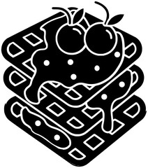 Waffle cone food dessert_21dessert illustration sweet silhouette food logo cafe icon waffles outline waffle breakfast chocolate dish snack cream pastry bake homemade shape crispy meal fruit for vector