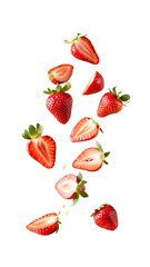 Image of Sliced ​​strawberries float in the air printed on Printed Glass Splashbacks