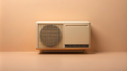 Air conditioner in render clay style with pastel colors, cooling, appliance, energy efficient, modern, home, technology, climate control, industrial design, HVAC, electric, room, temperature