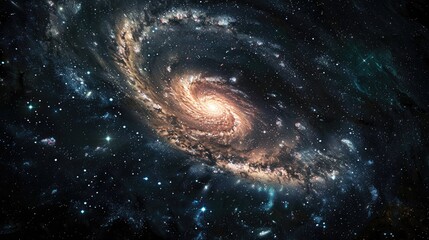 Obraz premium a spiral galaxy with the center glowing in the outer space