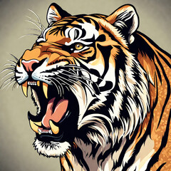 Fototapeta premium Roaring tiger, figure 포효하는 호랑이,피규어Generative AI
