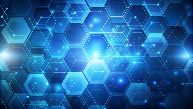 Abstract blue technology hexagonal background