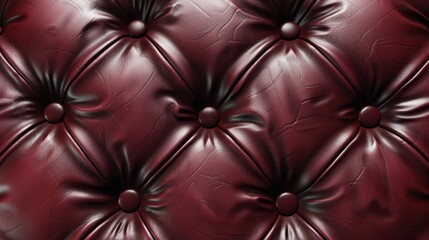 Fototapeta premium Opulent burgundy quilted leather background adorned with exquisite stitching