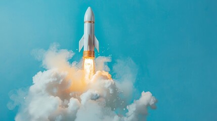 Bright light bulbs shoot like rockets in the sky and darkness. The concept of innovation and energy