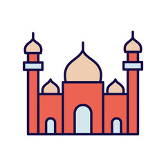 badshahi mosque icon with white background vector stock illustration