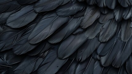 Obraz premium Texture background with a pattern of dark, beautiful black feathers