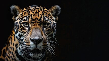 Obraz premium Jaguar face on black background