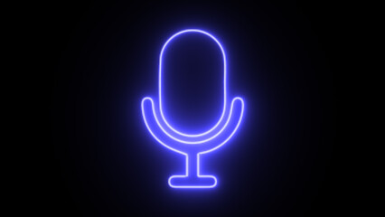 Neon Video camera icon on black background. Video camera. Neon microphone icon