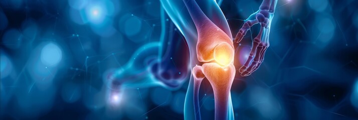 Naklejka premium Osteoarthritis is a degenerative joint disease, in which the tissues in the joint break down over time. It is the most common type of arthritis and is more common in older people