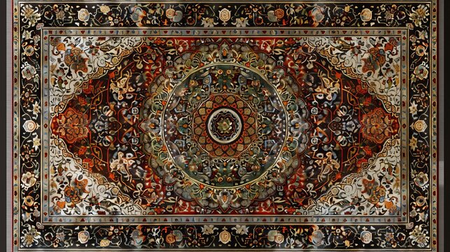 ornate persian rug pattern, dimensional wall texture, intricate, geometric, persian, rug