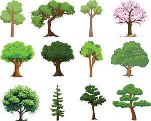 A Set of trees different shaped Adobe Illustrator Artwork