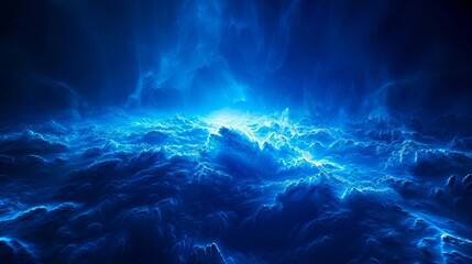 A blue cloudy sky with a bright light.