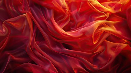 Obraz premium Fiery red and orange silk fabric, with dynamic folds and vibrant colors, perfect for bold and passionate themes