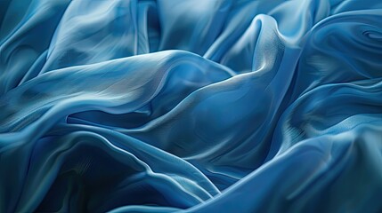 Fototapeta premium Soft blue sheer fabric with flowing drapes, ideal for background textures and creative designs