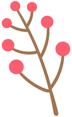 Cute happy autumn elements in Children Style Cartoon illustration yellow red autumn branch