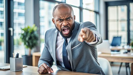 angry businessman pointing with his index finger