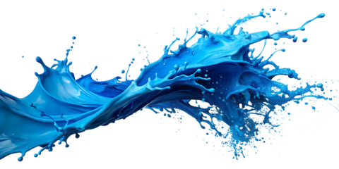 blue paint splashes,PNG  on a colored background. AI GENERATED