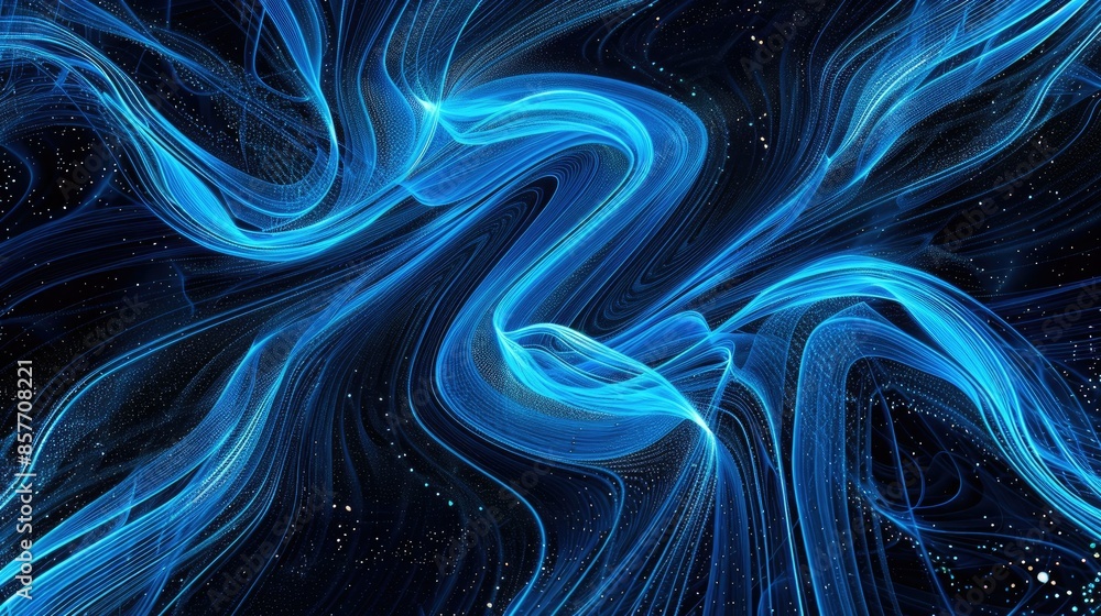 Poster abstract background featuring blue glowing lines in a continuous infinity pattern, symbolizing perpe