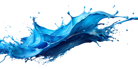 blue paint splashes,PNG  on a colored background. AI GENERATED