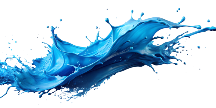 blue paint splashes,PNG  on a colored background. AI GENERATED