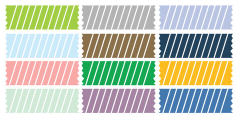 element stock. scrapbook washi ornament decoration design.Washi tapes collection. Colourful scrapbook stripes, sticky label tags and decorative scotch strip.