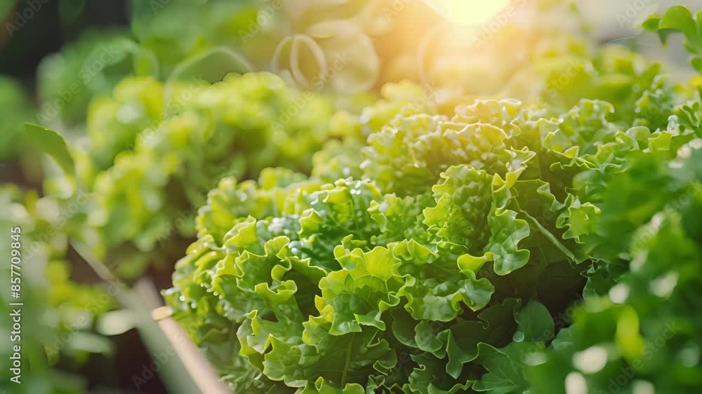 Poster in a futuristic farm setting a fully robotic lettuce harvesting system runs smoothly and efficiently
