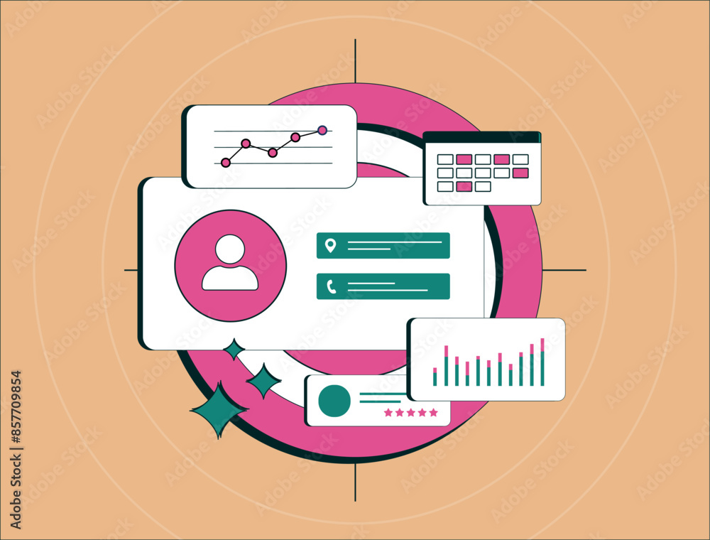 Aufkleber customer management strategies. user onboarding, client relationship, customer relationship manageme