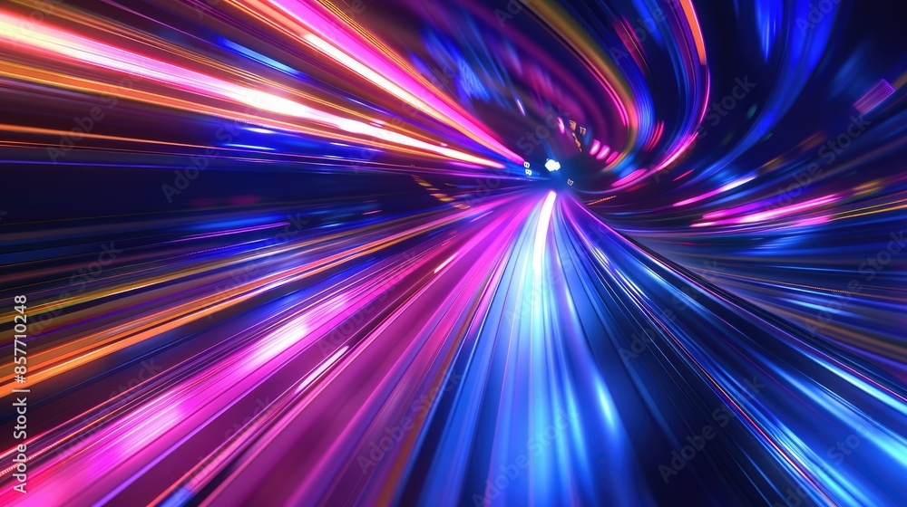 Poster high-speed motion background with colorful lines and blur effects, symbolizing velocity and modernit