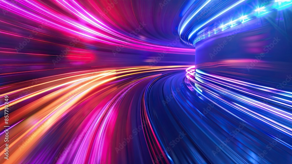 Poster high-speed motion background with colorful lines and blur effects, symbolizing velocity and modernit