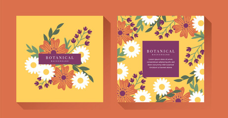 Naklejka premium Natural Botanical Colorful Floral Background