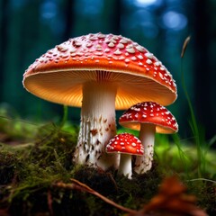 Fototapeta premium red mushroom in the forest