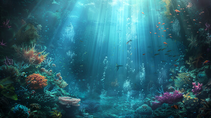 Obraz premium underwater scene with rays of light Generative AI